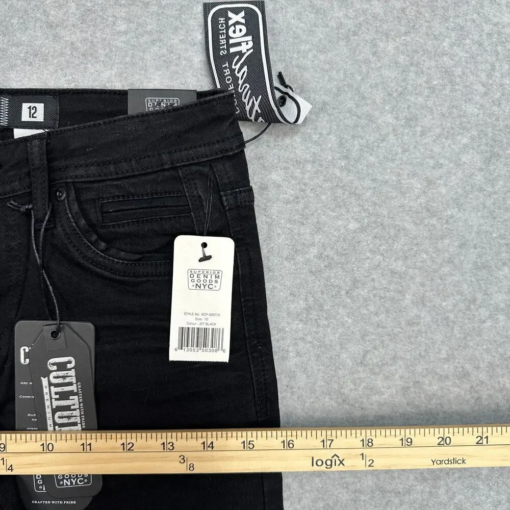 Premium Cultura Jeans Black Wash Mid Rise Boys 12 Skinny Stretch Denim Casual
